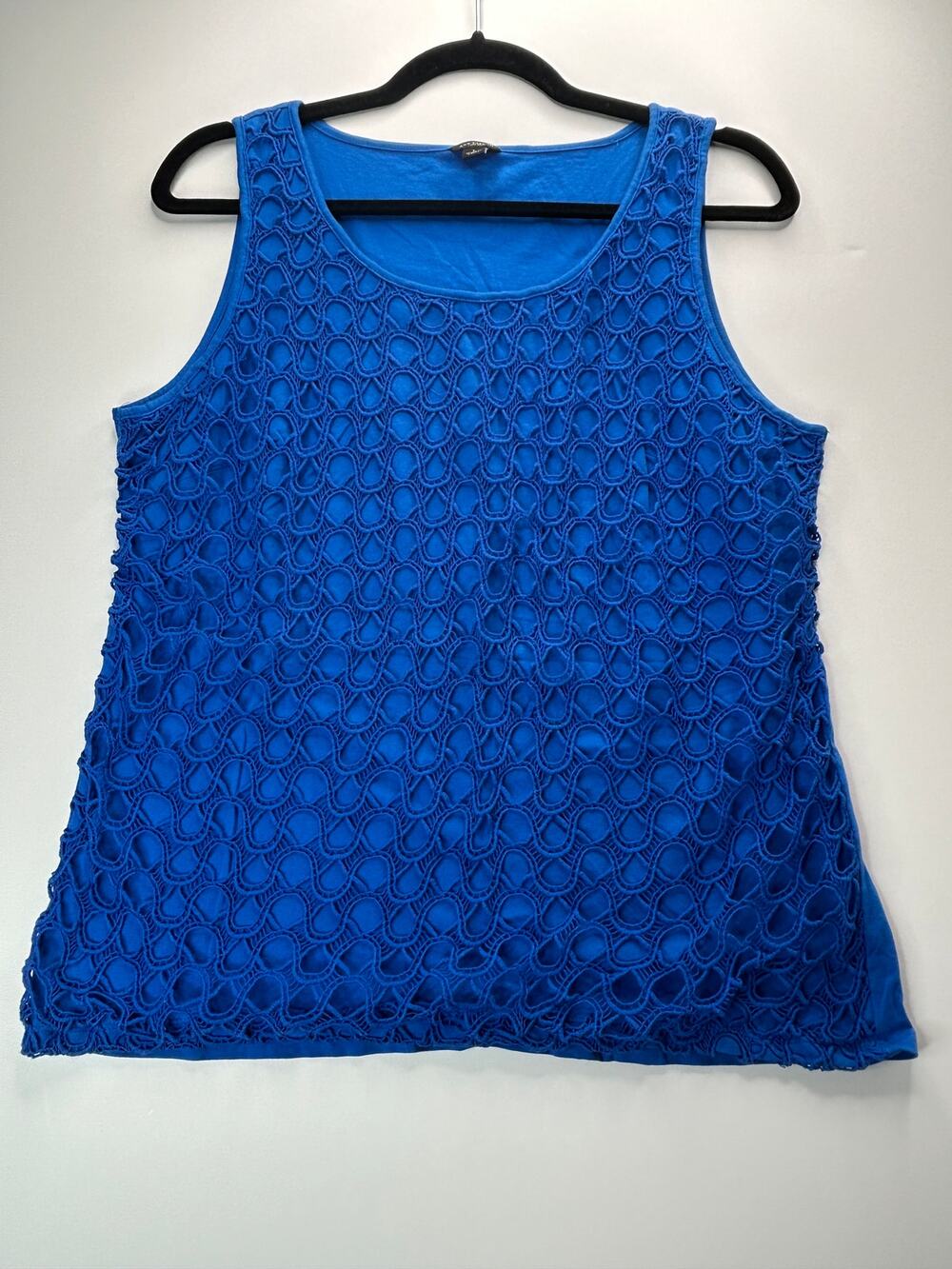 Ann Taylor Crochet Front Tank Top Blue Women Large
